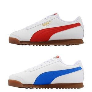 Puma Roma White Sneakers with Red and Blue Highlights
